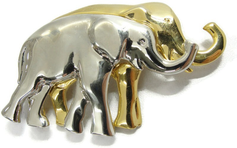 Lauren Conrad Silver And Gold Elephants Brooch Pin Marked LC eBay