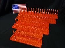 Hansen 6 Pc Socket Organizers Tool Rack Holders 1/4" 3/8" 1/2" Orange - USA