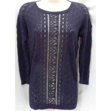 LOFT BLUE CAREER CASUAL DIAMOND OPEN STITCH 3/4 SLEEVES THIN SWEATER SZ: XSP NWT