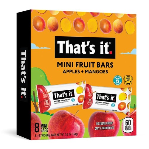 Gluten-Free Vegan Fruit Bars Soft Chewy Apple Mango 0.7oz 8 Count Snack New - Picture 2 of 8