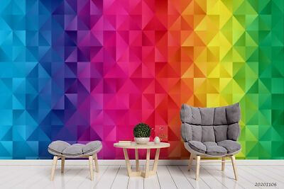 3D Rainbow Geometric Self-adhesive Removeable Wallpaper Wall Mural 23