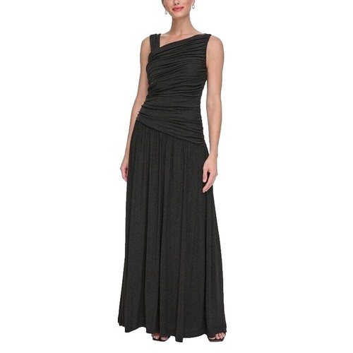NWT DKNY WOMENS SIZE 12 NAVY AND TAN VNECK LONG DRESS | eBay