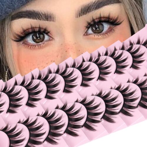 False Eyelashes 10 Pairs Manga Style 16mm Spiky Faux Mink Cosplay