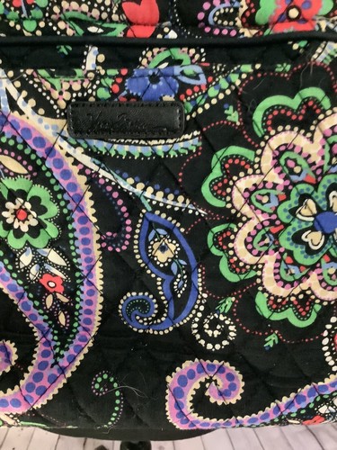 Vera Bradley Retro Multicolor Floral Black Background Quilted Shoulder Bag - Picture 2 of 5