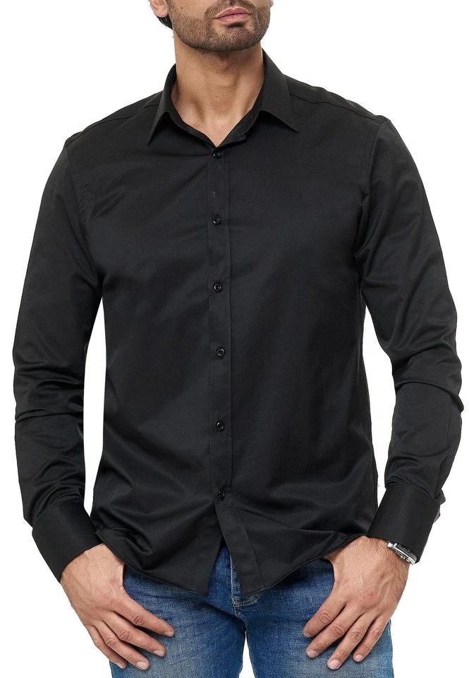 Hemd Herren Modern Fit Business Freizeit Hochzeit Bügelleicht Hemden Langarm - Bild 4 von 4