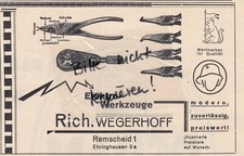 REMSCHEID, Werbung 1939, Rich. Wegerhoff Elektro-Werkzeuge