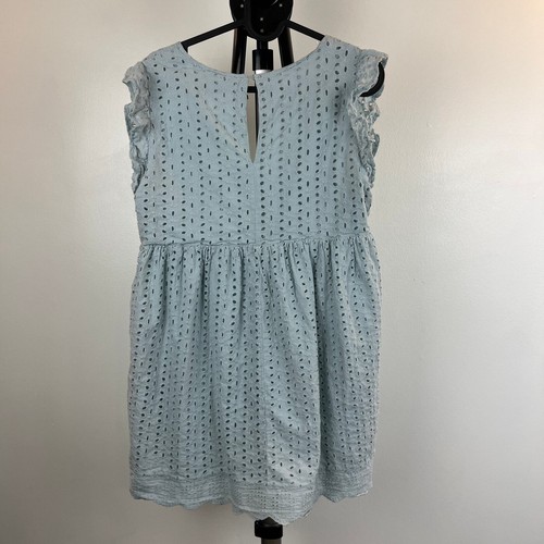 Mustard Seed Eyelet Lace Mini Romper Pale Blue Dress Size Large - Picture 12 of 13