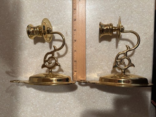 Vintage Baldwin Brass Colonial Williamsburg Brass Candlestick Wall Sconces - Picture 4 of 4