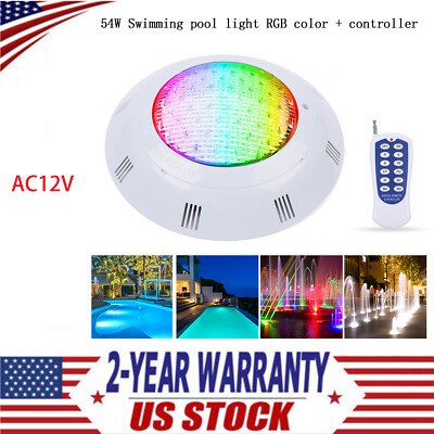 54W Swimming Pool Light RGB Color PC + ABS Shell AC12V with RF Remote Controller