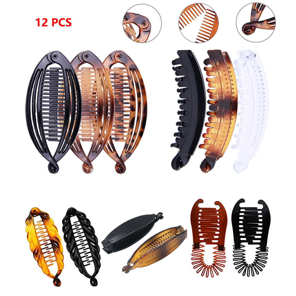 12PCS Banana Clips for Thick Hair Women Thin Ponytail Holder Combs