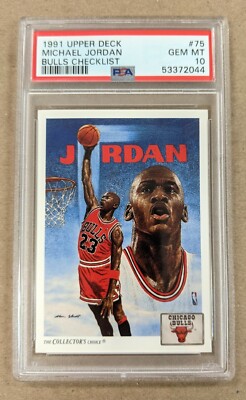1991 UPPER DECK #75 MICHAEL JORDAN BULLS CHECKLIST PSA 10 GEM 