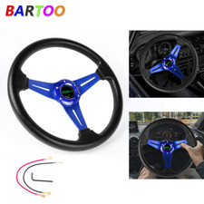 6 Bolt Steering Wheel Sport Racing 340mm Deep Dish With Horn Button Blue 6 Bolt Steering Wheel Sport Racing 340mm Deep Dish With Horn Button Blue