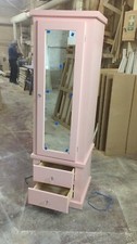 HANDMADE AYELSBURY GENTS 2 DRAWER SINGLE WHITE (SILVER HANDLES) MIRROR WARDROBE
