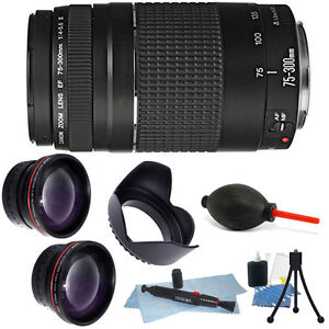 Canon Zoom Telephoto EF 75-300mm f/4.0-5.6 III Autofocus Lens Bundle for T5 T6.. - Click1Get2 Deals