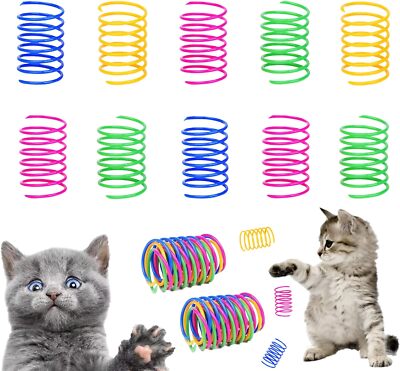 10Pcs Cat Spring Tube Toys, Pet Kitten Freely Folding Multi Color