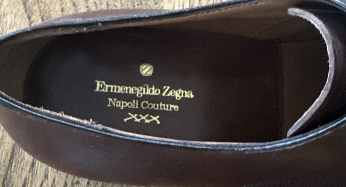 Ermenegildo Zegna XXX Couture Antique Leather Derby Dress Shoes Men\'s 10.5 Ermenegildo Zegna XXX Couture Dress Shoes Made in Italy Size  main image 4