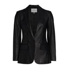 New Frame 70s Leather Blazer In Noir Size 14 #c3475