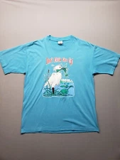 Vintage Single Stitch T-shirt Funny Animals Mens Size Large Blue EUC Cal Cru