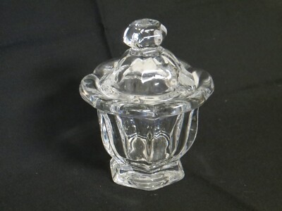 Vintage 1950s Sugar Preserves Jelly Jar w/ Lid and Spoon Slot Clear Cut Glass