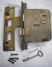 Antique Russwin Rabbeted Mortise Door Lock w/2 Keys PAT. Jan 19 04