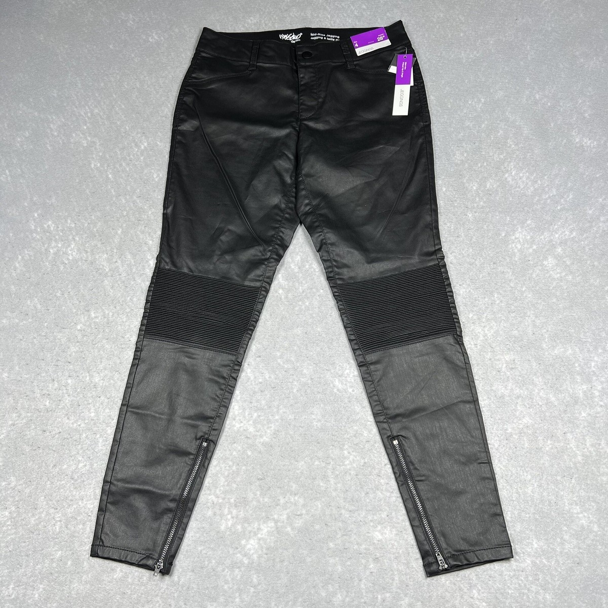 Mossimo Jeans Skinny Moto Coated Women's Black Jeggings Mid-Rise