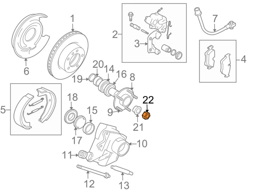 Tuerca de buje trasero de freno JAGUAR OEM 95-03 XJ6 XJ8 97-06 XK8 92-96 XJS JZN100035 Foto 4 de 4