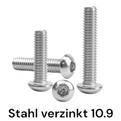 Linsenkopfschraube Stahl verzinkt 10.9 Flachrundkopf ISO 7380-1 M4 M5 M6 M8