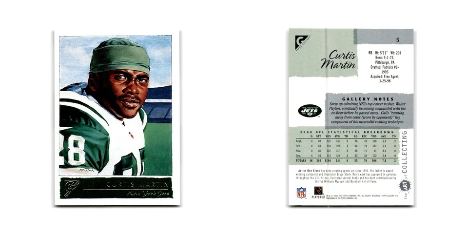 Curtis Martin 2001 Topps Gallery #5 New York Jets Football Card NM - Image 3 of 3