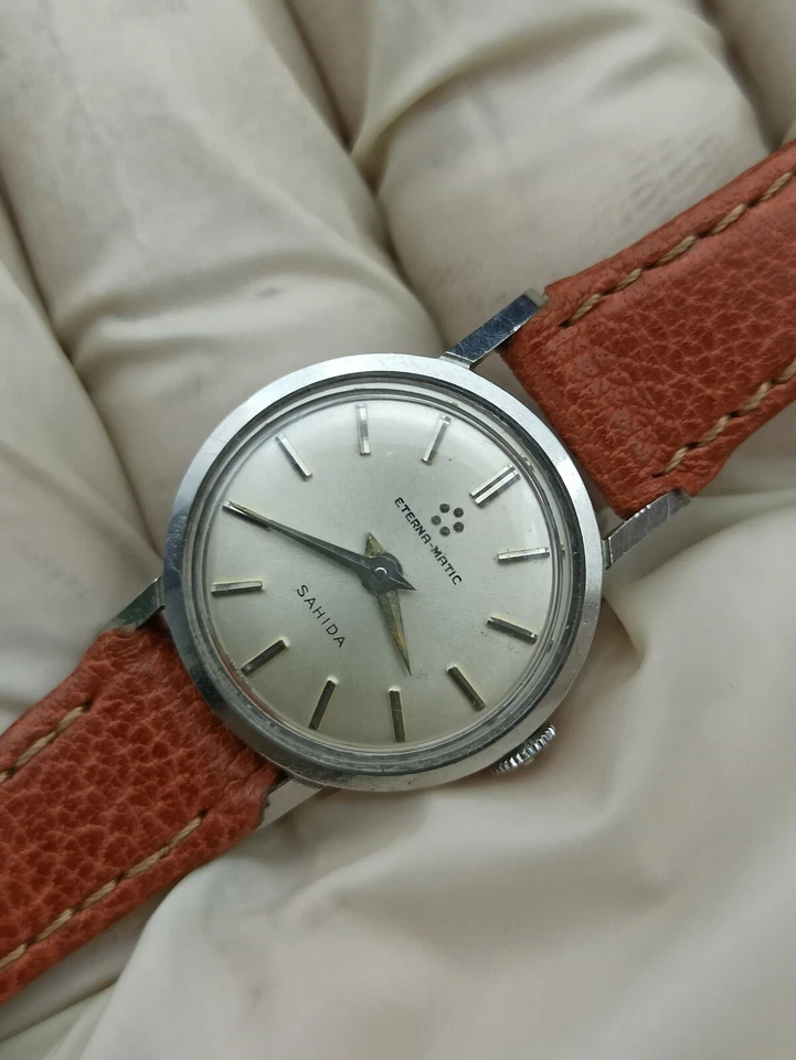 КЛАССИЧЕСКИЕ женские 1980-х ETERNA MATIC SHAHIDA винтажный круглый тонкий часы Швейцарский 22 мм - Изображение 4 из 4