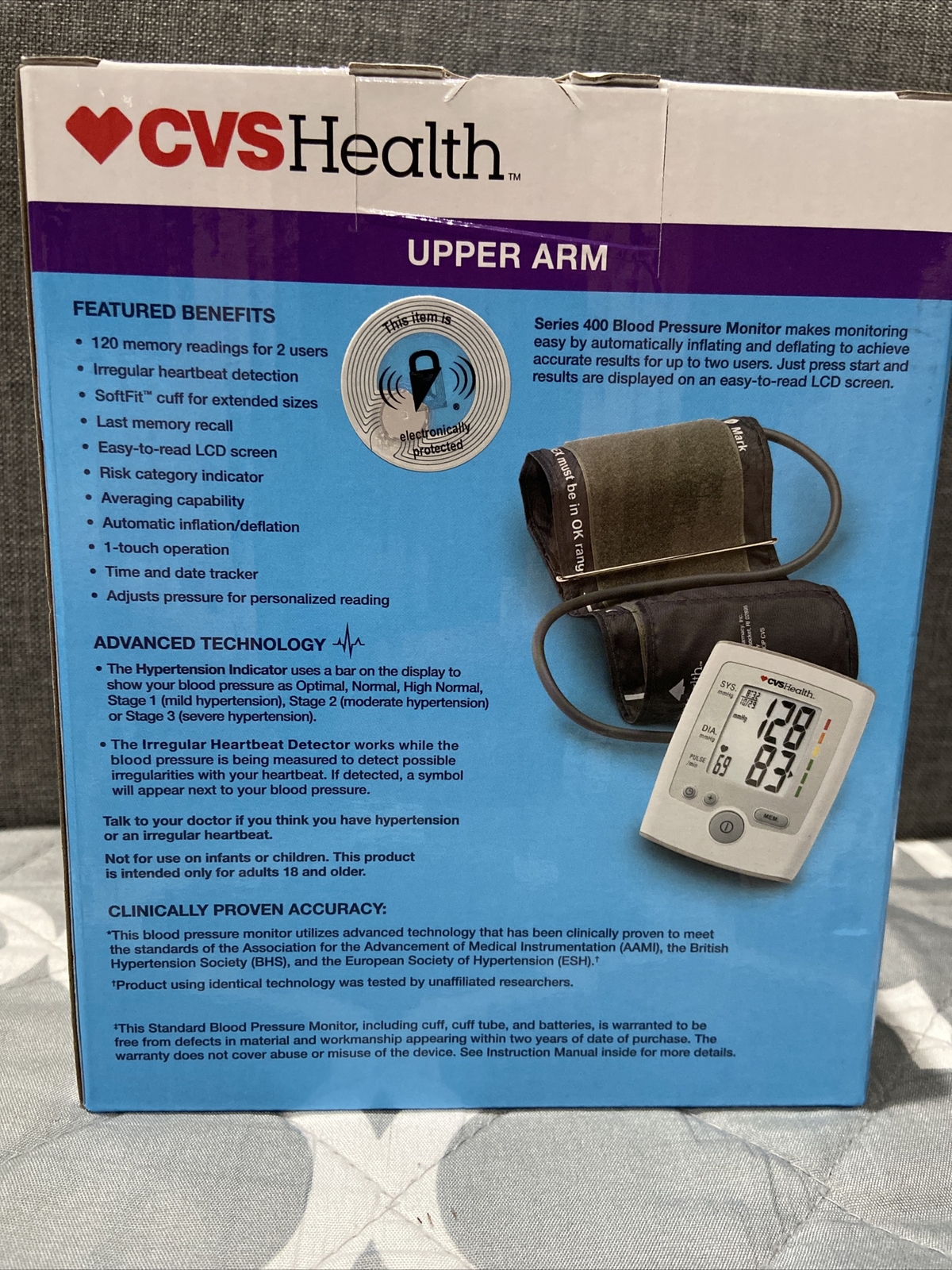 CVS HEALTH SERIES 400W AUTOMATIC Upper Arm BLOOD PRESSURE MONITOR-NEW ...