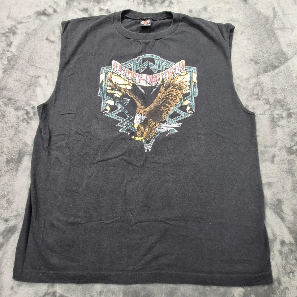Vintage Harley-Davidson Shirt Mens 2XL Black Eagle Graphi Sleevless Made USA 90s - Image 2 of 4