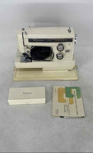 Vintage Sears Kenmore 158.16801 Beige Sewing Machine w/ Case & Accessories