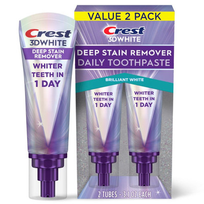 3Dwhite Brilliance Deep Stain Remover Brilliant White Toothpaste - 3.1Oz/2Pk