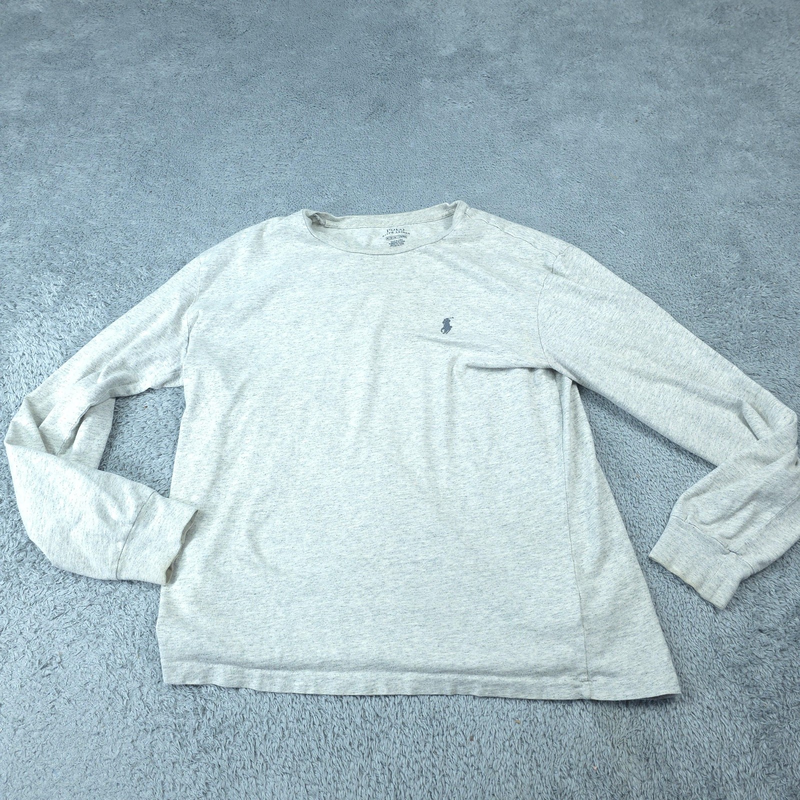 Polo Ralph Lauren Shirt Mens Medium Gray Long Sleeve Crewneck Logo Tee Casual