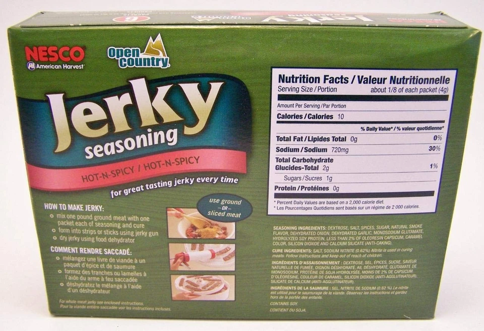 Paquete de 6 condimentos Nesco Jerky sabor caliente y picante BJH-6 y mezcla de cura Foto 3 de 4