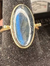 Labradorite Ring 18K Gold Plated Handmade Ring Size 7.75