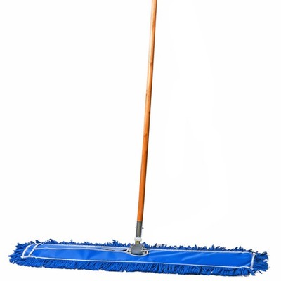 36 Inch Blue Commercial Dust Mop & Floor Sweeper   Wood Handle Floor Mop for ...