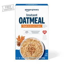 Amazon Brand - Happy Belly Instant Oatmeal, Maple & Brown Sugar, 1.51 Ounce (Pa