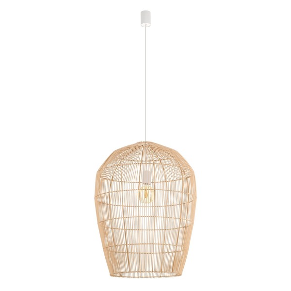 Pendelleuchte Esstisch Modern Bambus Natur Ø53,5 Cm E27 Esszimmer HäNgelampe-image