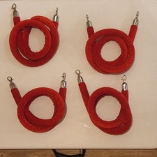 LOT OF 4 * 6 Foot Red Crowd Control Barrier Rope *Silver Hook Clasps*GREAT DEAL