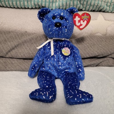 TY Beanie Baby - Decade der Bär Dunkelblau mit Tag