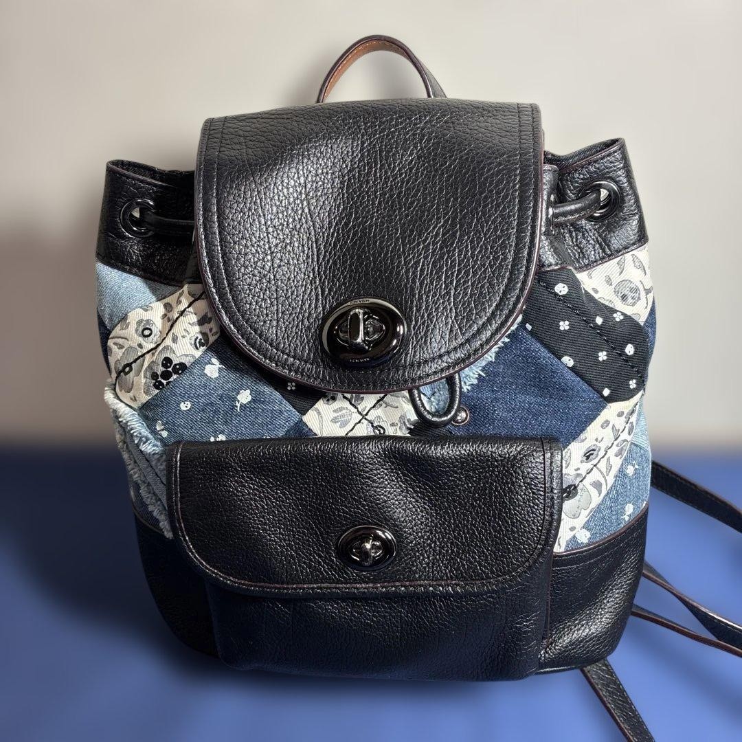 Coach patchwork 37743 Backpack Leather Denim Blue… - image 2