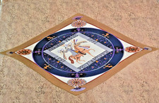 Hermes Silk Pleated Scarf Equestrian Feux d'Artifice Fireworks OS Vintage Rare