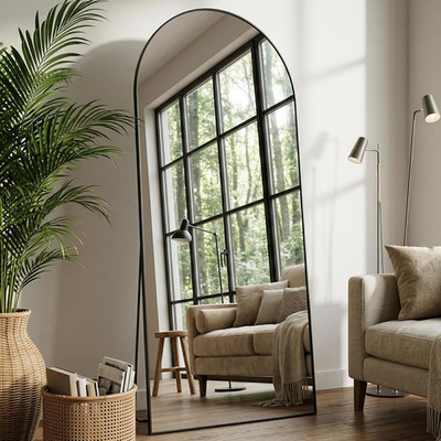 Arched Full Length Mirror 69 X 28 Inch, Full Body Mirror with Stand, Standing Ha
