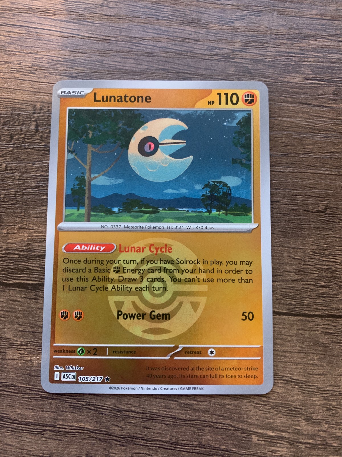 Lunatone Reverse Holo Dusk Ball [NM] - MEG: Ascended Heroes 105/217 Pokémon TCG