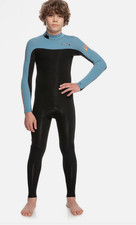 Quiksilver Sz 12 Youth Everyday Sessions 3/2 mm Back Zip Wetsuit EQBW103098 Blue