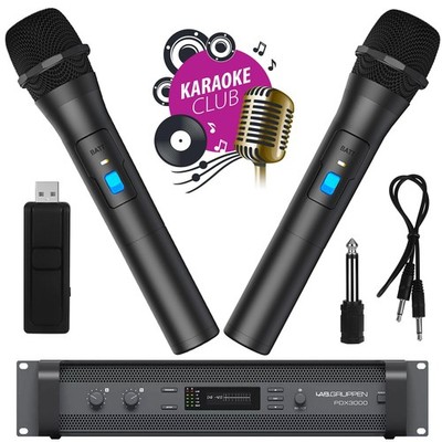 2PCS Wireless VHF Microphone Professional Handheld Mic System Karaoke w/Receiver