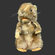 Vintage Steiff Mohair Hamster Plush Toy With Botton On Ear