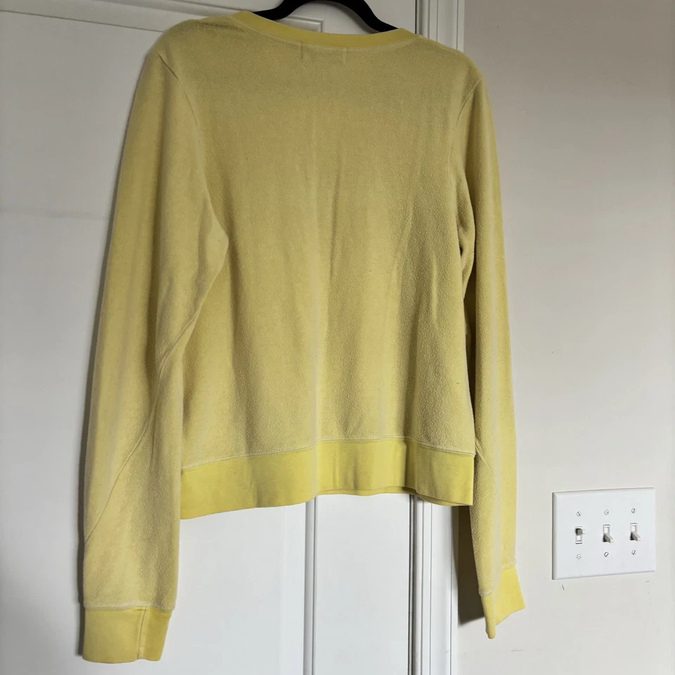 Sudadera Jersey Wildfox Cuello en V Mujer Pequeña Amarilla EE. UU. Tela Envejecida Foto 2 de 4