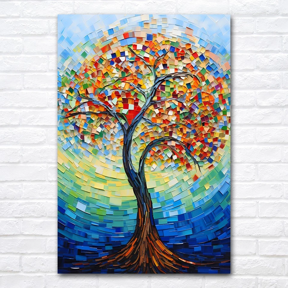 Creative Colorful Tree of Life Canvas Painting Wall Art Home Decor Poster Print - Image 3 of 4